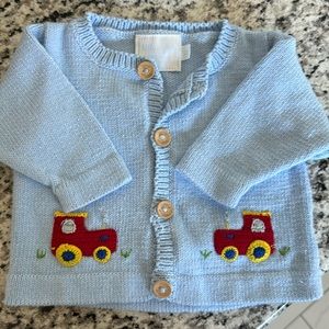 Sweet Little English Sweater Cardigan with Train embroidery 9M